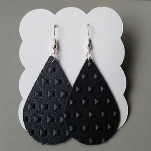 Black faux leather teardrops